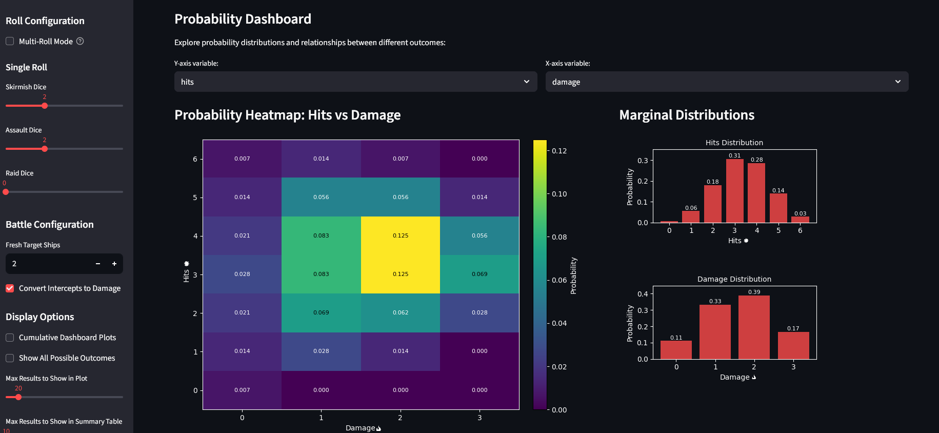 Arcs Dice Calculator Screenshot